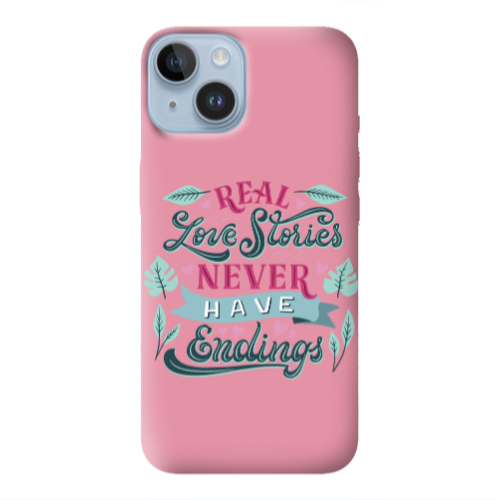Apple iPhone 14 Plus Love Stories Pink Colored Silicone TPU Θήκη