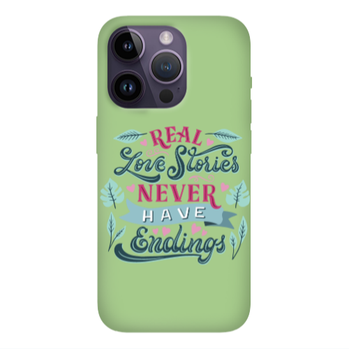 Apple iPhone 14 Pro Max Love Stories Light Green Colored Silicone TPU Θήκη