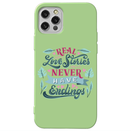 Apple iPhone 12 Pro Love Stories Light Green Colored Silicone TPU Θήκη