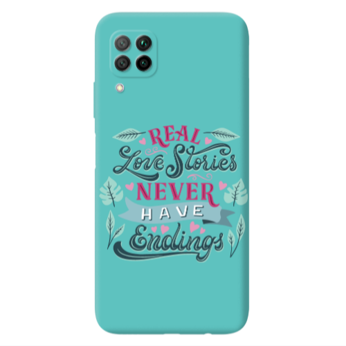 Huawei P40 Lite Love Stories Turquoise Colored Silicone TPU Θήκη