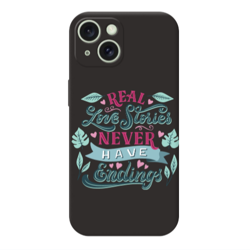 Apple iPhone 15 Love Stories Black Colored Silicone TPU Θήκη