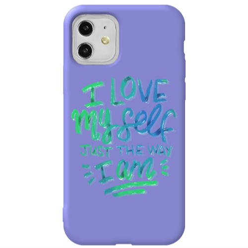 Apple iPhone 11  I Love My self Purple Colored Silicone TPU Θήκη