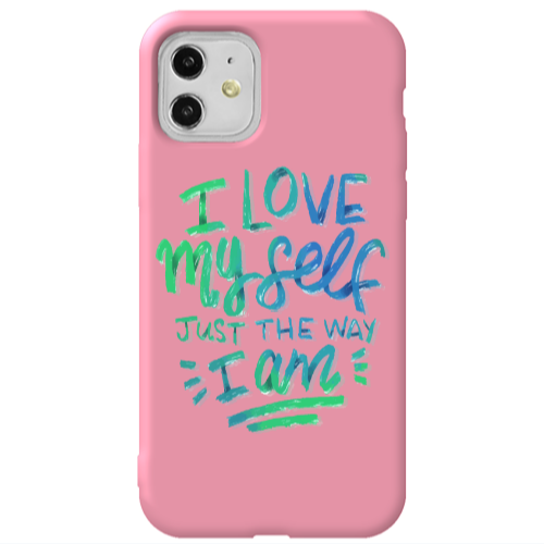 Apple iPhone 11  I Love My self Pink Colored Silicone TPU Θήκη