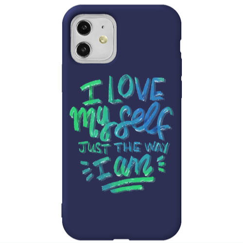 Apple iPhone 11  I Love My self Dark blue Colored Silicone TPU Θήκη
