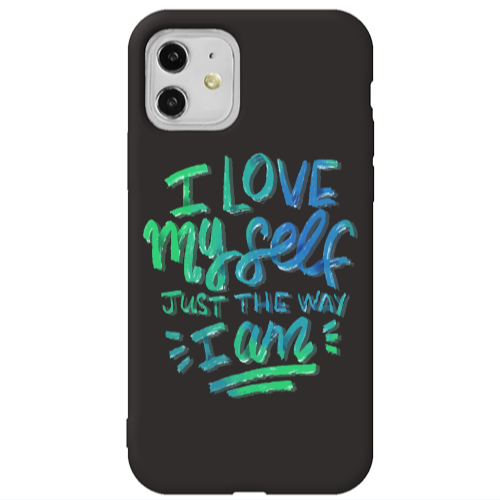 Apple iPhone 11  I Love My self Black Colored Silicone TPU Θήκη