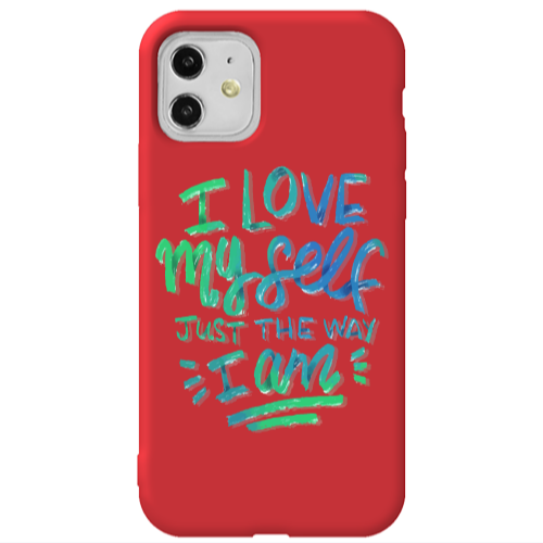 Apple iPhone 11  I Love My self Red Colored Silicone TPU Θήκη