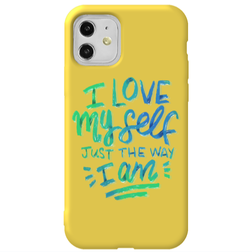 Apple iPhone 11  I Love My self Yellow Colored Silicone TPU Θήκη