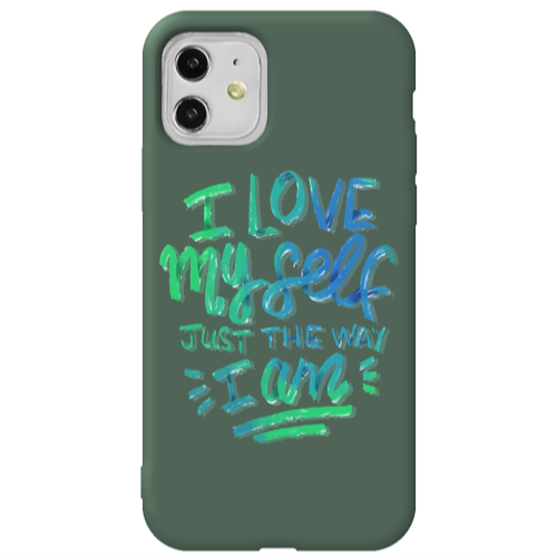 Apple iPhone 11  I Love My self Dark Green Colored Silicone TPU Θήκη