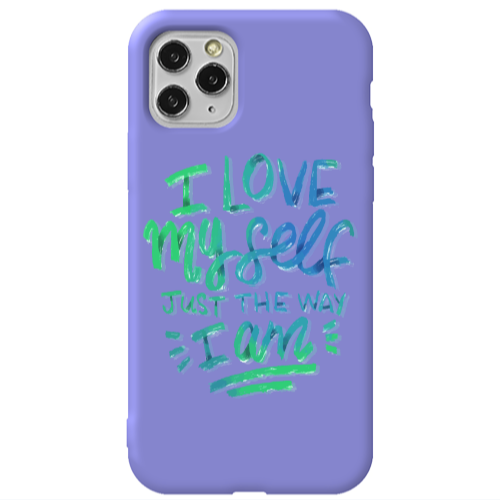 Apple iPhone 11 Pro I Love My self Purple Colored Silicone TPU Θήκη
