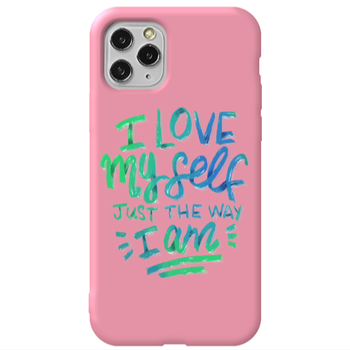 Apple iPhone 11 Pro I Love My self Pink Colored Silicone TPU Θήκη