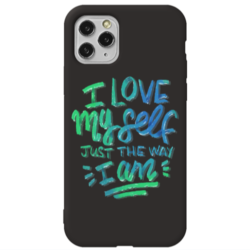 Apple iPhone 11 Pro I Love My self Black Colored Silicone TPU Θήκη