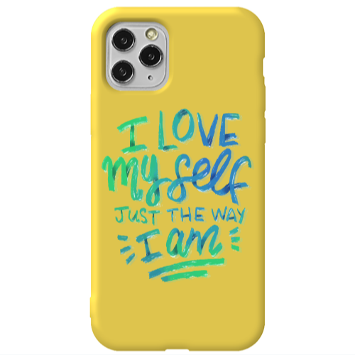 Apple iPhone 11 Pro I Love My self Yellow Colored Silicone TPU Θήκη