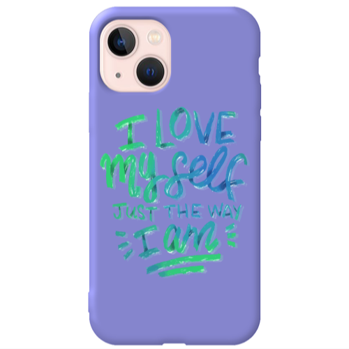 Apple iPhone 13 I Love My self Purple Colored Silicone TPU Θήκη