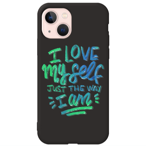 Apple iPhone 13 I Love My self Black Colored Silicone TPU Θήκη