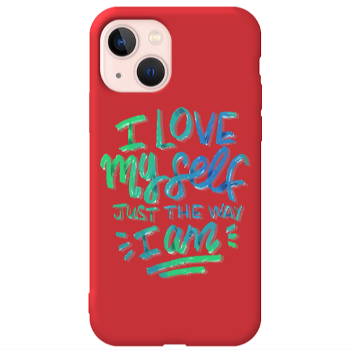 Apple iPhone 13 I Love My self Red Colored Silicone TPU Θήκη