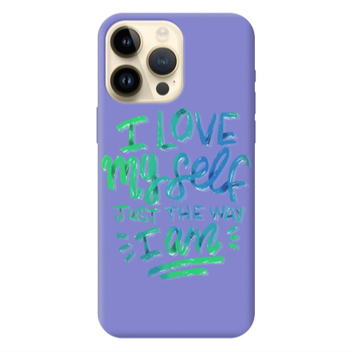 Apple iPhone 13 Pro Max I Love My self Purple Colored Silicone TPU Θήκη