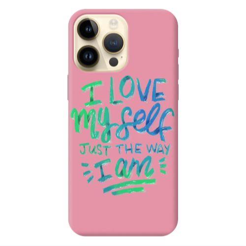 Apple iPhone 13 Pro Max I Love My self Pink Colored Silicone TPU Θήκη