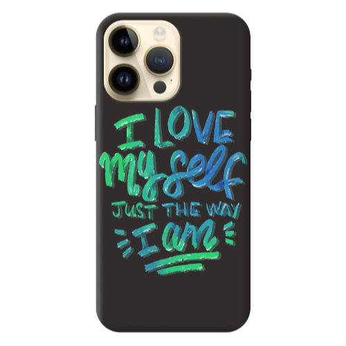 Apple iPhone 13 Pro Max I Love My self Black Colored Silicone TPU Θήκη