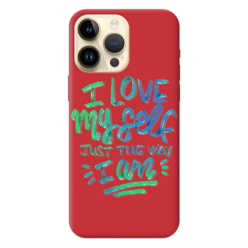 Apple iPhone 13 Pro Max I Love My self Red Colored Silicone TPU Θήκη