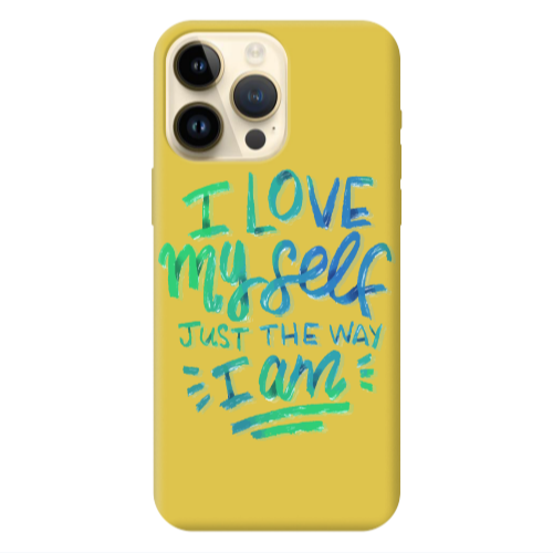 Apple iPhone 13 Pro Max I Love My self Yellow Colored Silicone TPU Θήκη