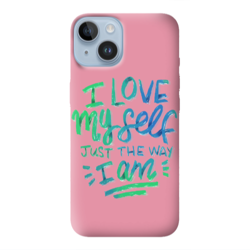 Apple iPhone 14  I Love My self Pink Colored Silicone TPU Θήκη