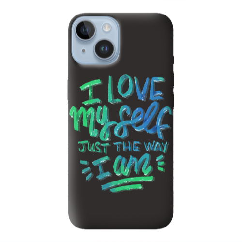 Apple iPhone 14  I Love My self Black Colored Silicone TPU Θήκη