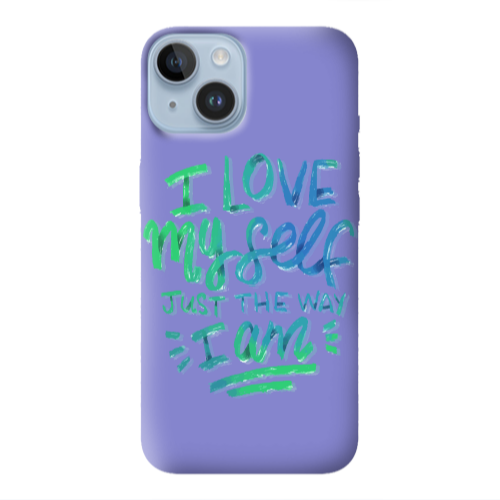 Apple iPhone 14 Plus I Love My self Purple Colored Silicone TPU Θήκη