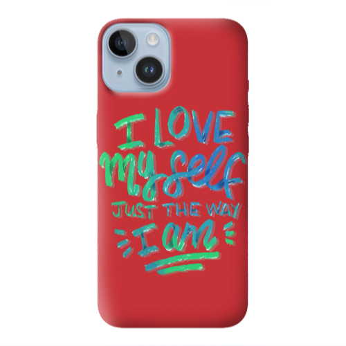 Apple iPhone 14 Plus I Love My self Red Colored Silicone TPU Θήκη