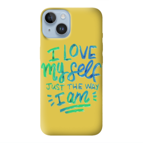 Apple iPhone 14 Plus I Love My self Yellow Colored Silicone TPU Θήκη