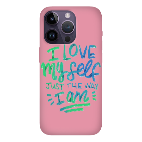 Apple iPhone 14 Pro  I Love My self Pink Colored Silicone TPU Θήκη