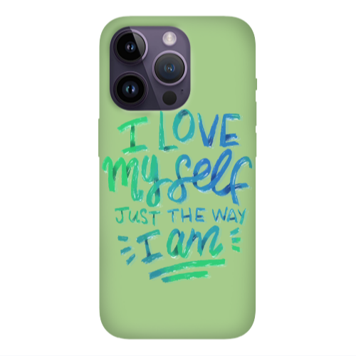 Apple iPhone 14 Pro Max I Love My self Light Green Colored Silicone TPU Θήκη