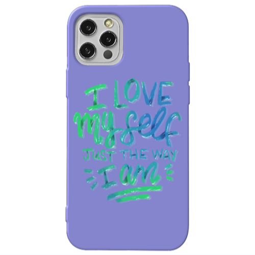 Apple iPhone 13 Pro I Love My self Purple Colored Silicone TPU Θήκη