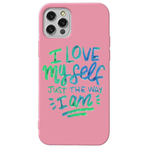 Apple iPhone 13 Pro I Love My self Pink Colored Silicone TPU Θήκη