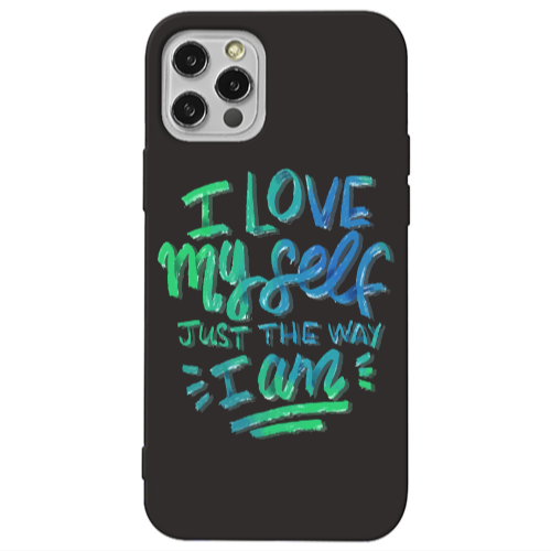 Apple iPhone 13 Pro I Love My self Black Colored Silicone TPU Θήκη