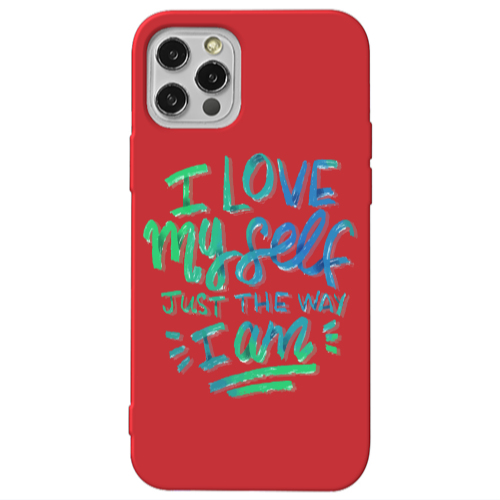 Apple iPhone 13 Pro I Love My self Red Colored Silicone TPU Θήκη