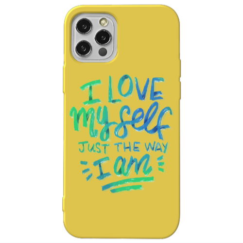 Apple iPhone 13 Pro I Love My self Yellow Colored Silicone TPU Θήκη