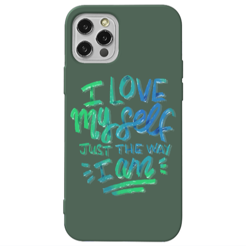 Apple iPhone 13 Pro I Love My self Dark Green Colored Silicone TPU Θήκη