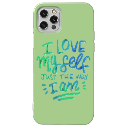Apple iPhone 12 Pro Max I Love My self Light Green Colored Silicone TPU Θήκη