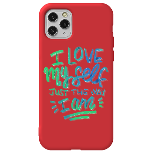 Apple iPhone 11 Pro Max I Love My self Red Colored Silicone TPU Θήκη