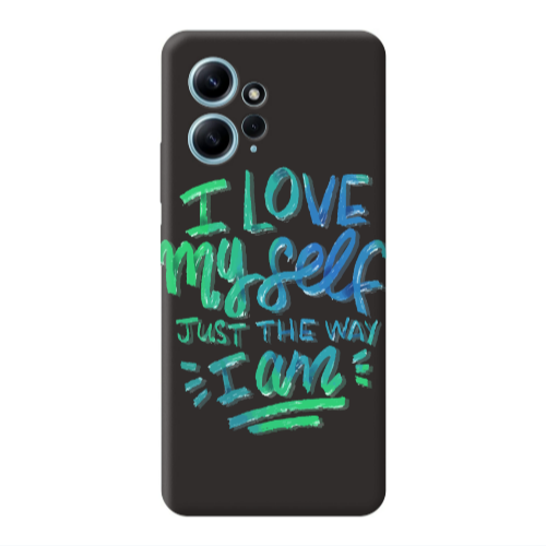 Xiaomi Redmi Note 12 4G I Love My self Black Colored Silicone TPU Θήκη