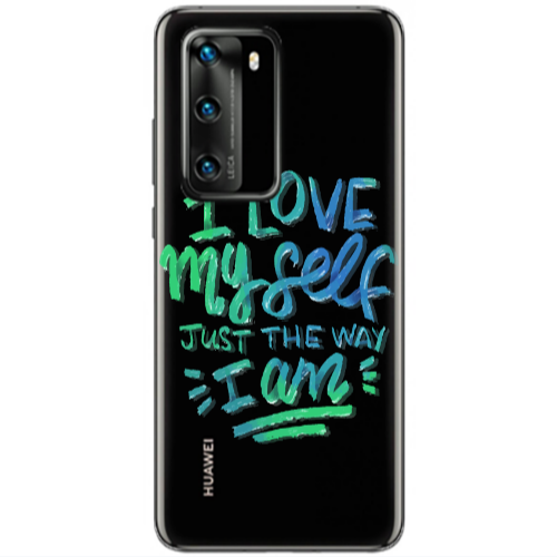 Huawei P40 I Love My self Transparent Silicone TPU Θήκη