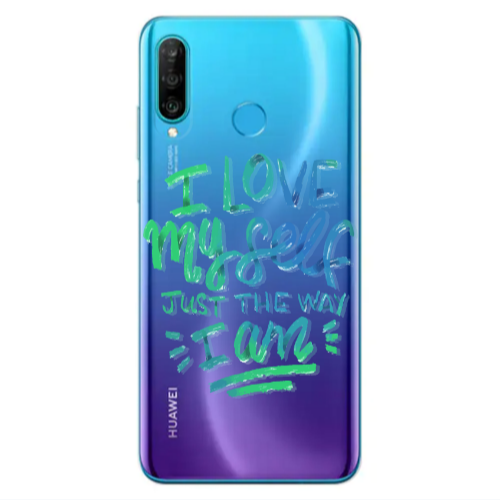 Huawei P30 Lite I Love My self Transparent Silicone TPU Θήκη