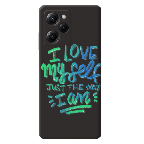Xiaomi Poco X5 Pro I Love My self Black Colored Silicone TPU Θήκη