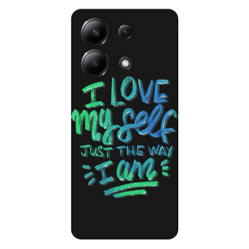 Xiaomi Redmi Note 13 4G I Love My self Black Colored Silicone TPU Θήκη