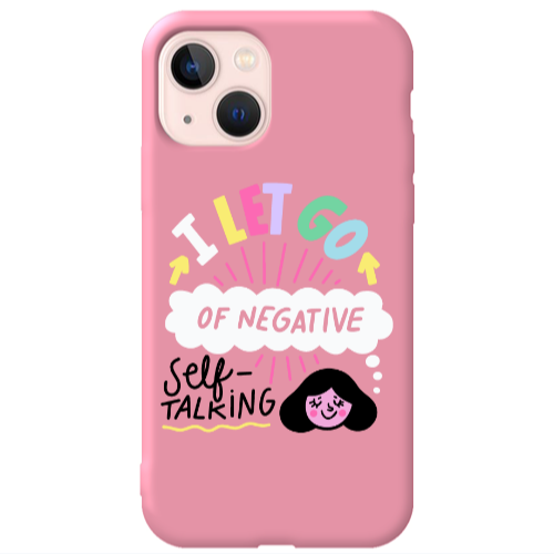 Apple iPhone 13 Let go Self talking Pink Colored Silicone TPU Θήκη