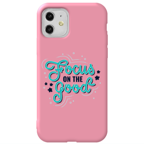 Apple iPhone 11  Focus On The Good Pink Colored Silicone TPU Θήκη