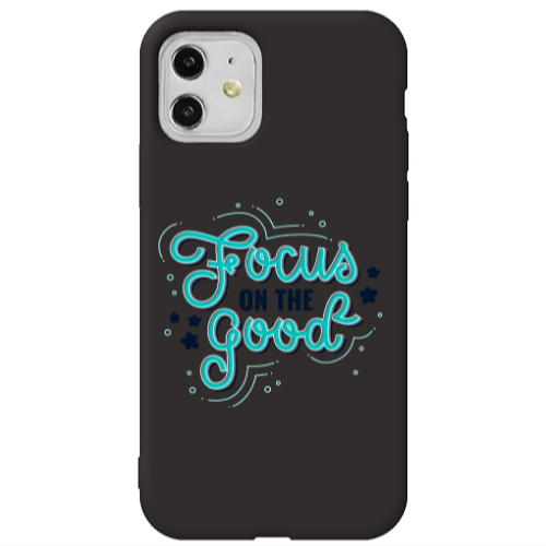 Apple iPhone 11  Focus On The Good Black Colored Silicone TPU Θήκη