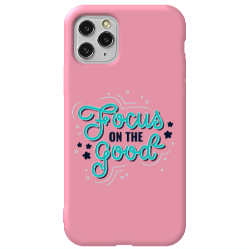 Apple iPhone 11 Pro Focus On The Good Pink Colored Silicone TPU Θήκη