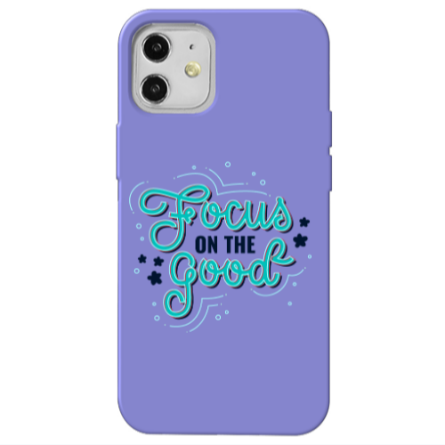 Apple iPhone 12 Focus On The Good Purple Colored Silicone TPU Θήκη