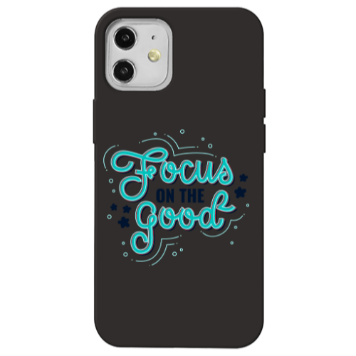 Apple iPhone 12 Focus On The Good Black Colored Silicone TPU Θήκη